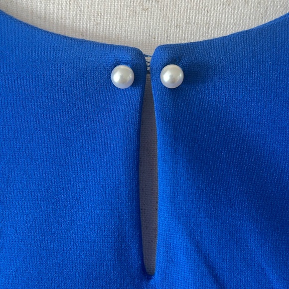 🎉Host Pick🎉Talbots Royal Blue Dress w/Decorative Pearl Neckline Size 16 - Picture 3 of 13